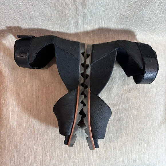 SOREL Sz 8.5 Joanie Wedges Peep Toe Ankle Strap  Zipper Velcro Closure Sandals - Picture 4 of 10